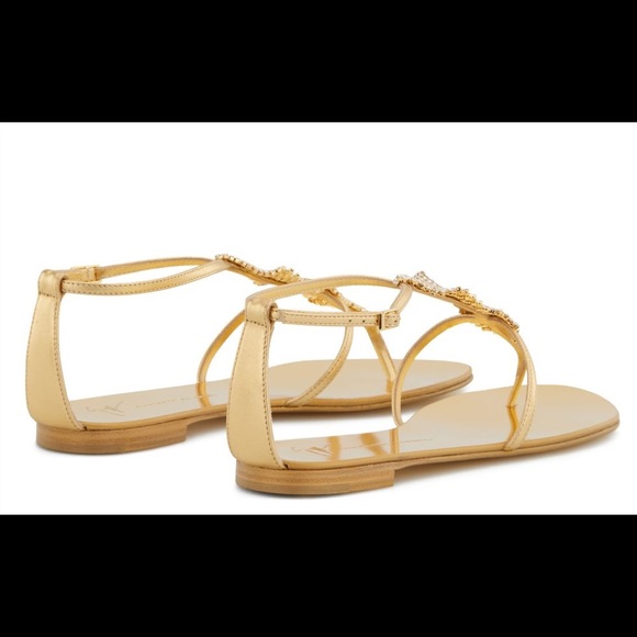 giuseppe zanotti NIB gold leather & crystal sandal - Picture 8 of 14